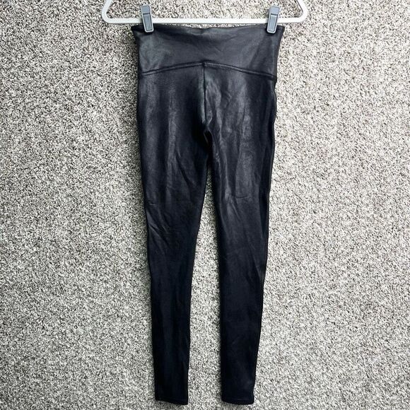 SPANX Leggings Women’s Medium SPANXshape Faux Leather Black Metallic - Picture 4 of 9